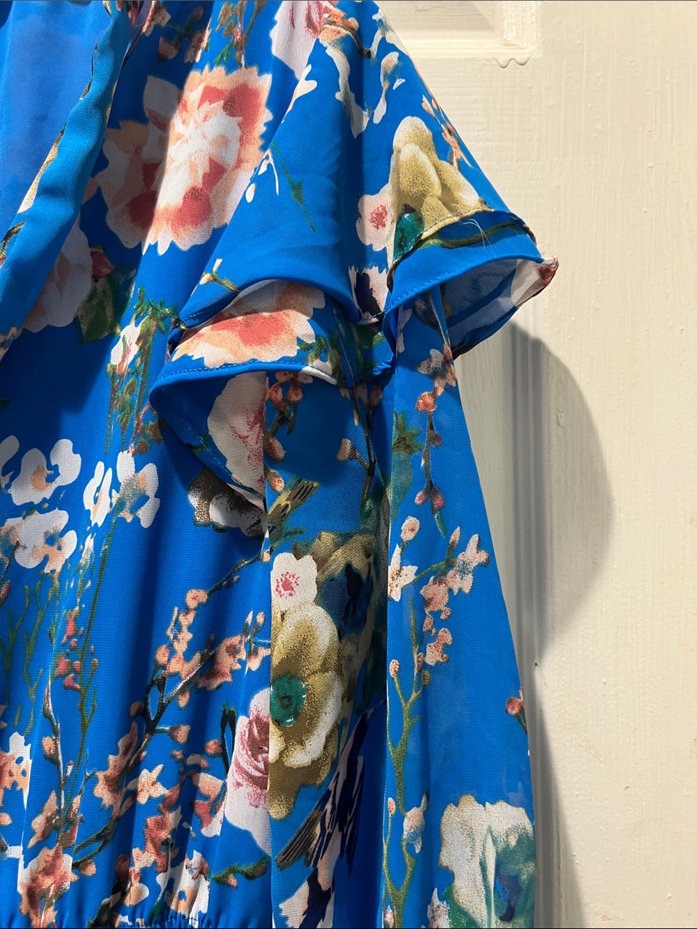 Walter Baker Bright Blue Floral Ruffle Midi Dress - Picture 4 of 9